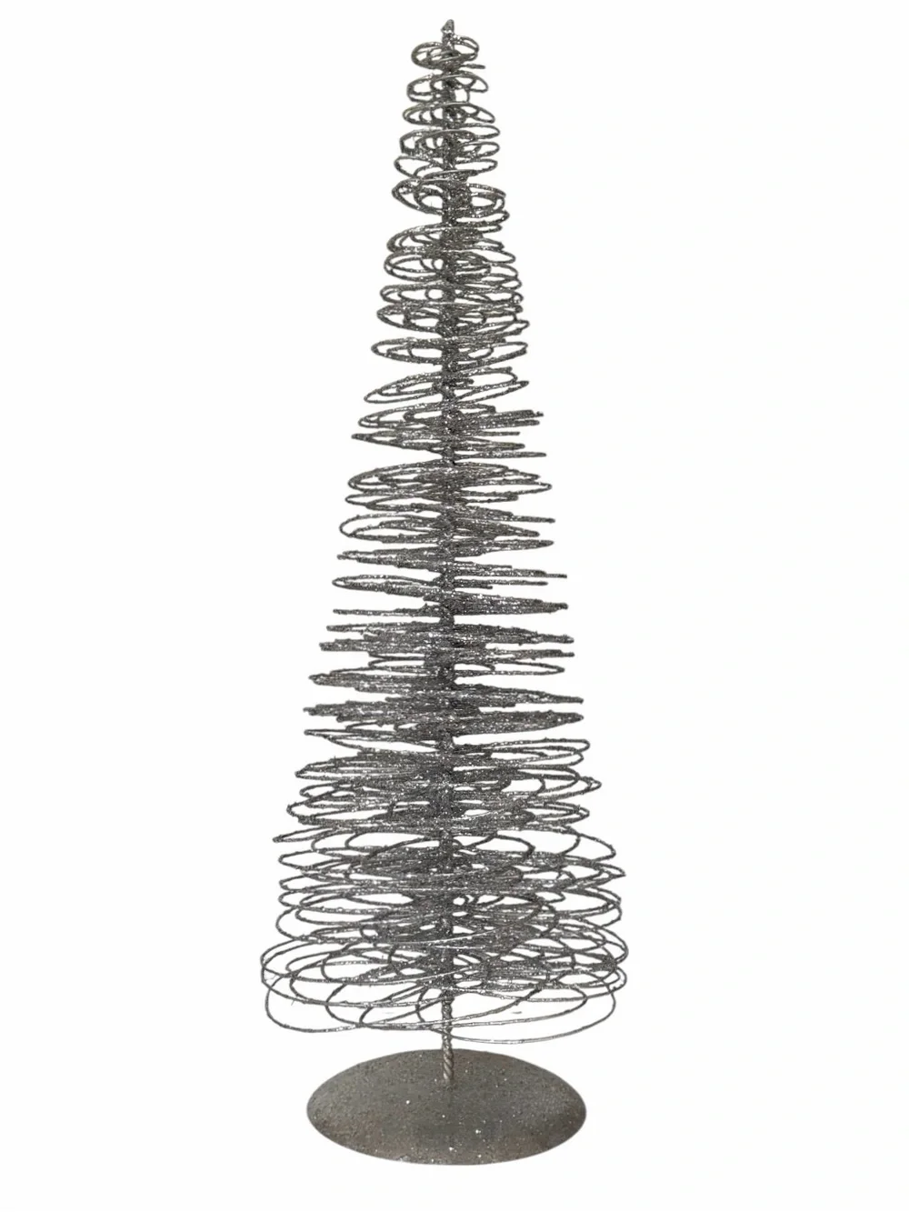 Crate&Barrel Metallic Silver Spiral Wire Decorative Tabletop Christmas Tree 20”
